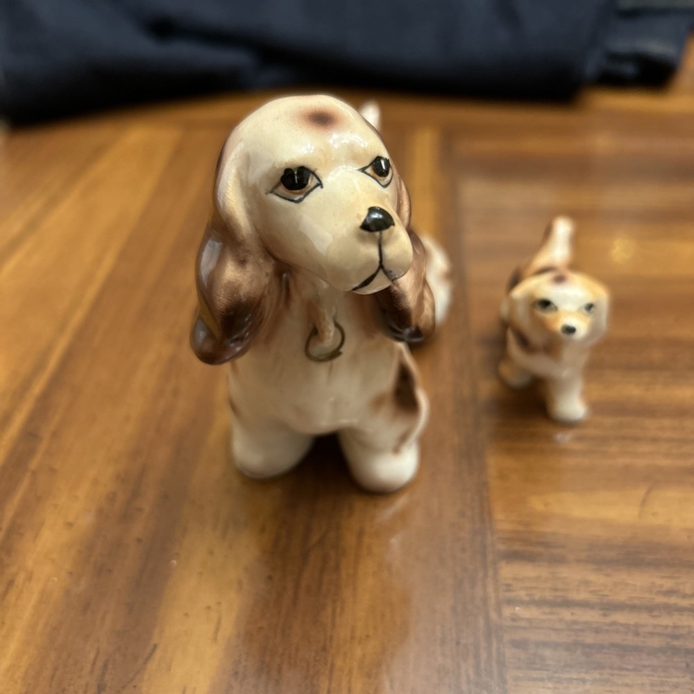 Vintage Relco Cocker Spaniel Brown With Baby Pup - Picture 2 of 7